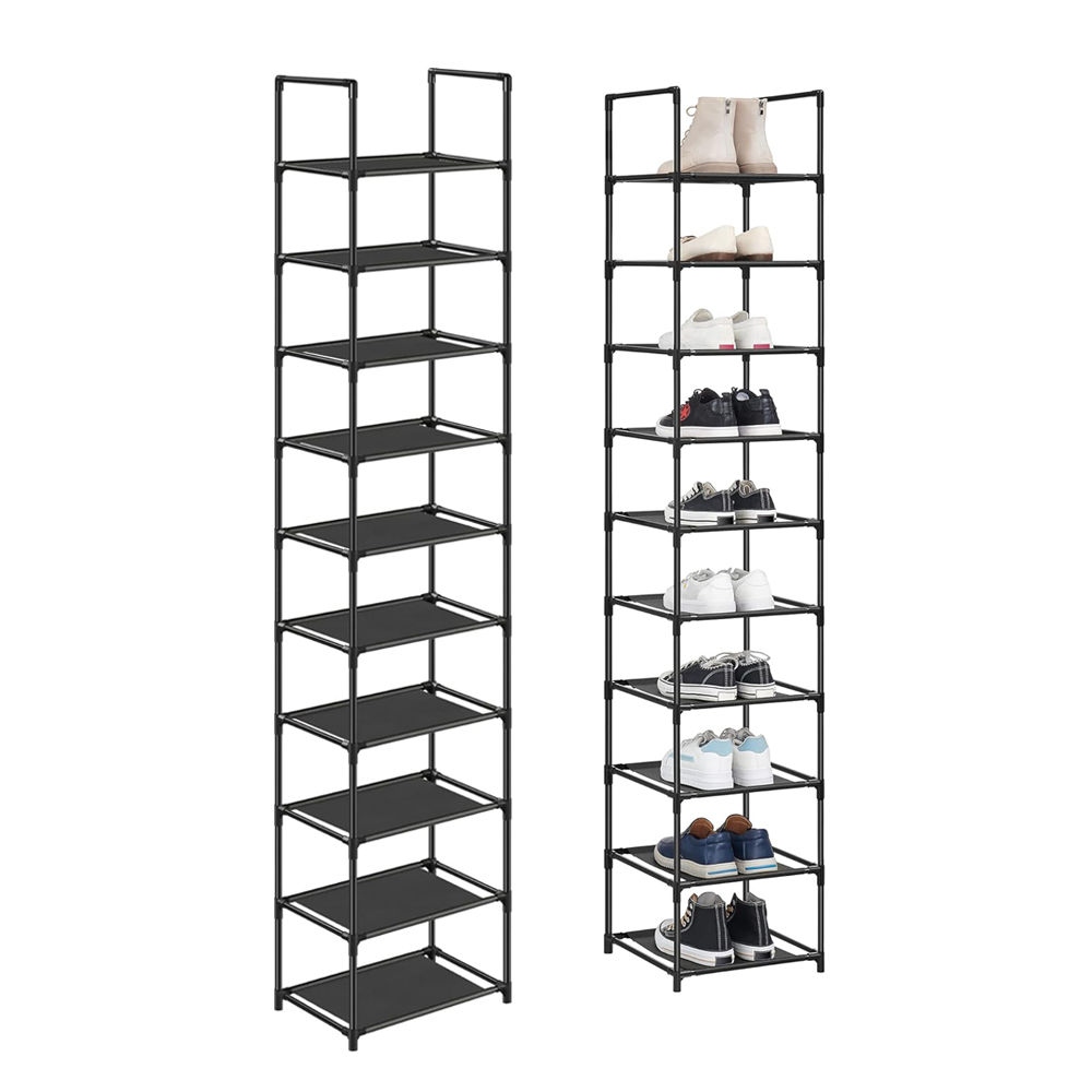 Modułowa szafka na buty WĄSKA WYSOKA stojak regał 173cm 10 poziomów CZARNA
