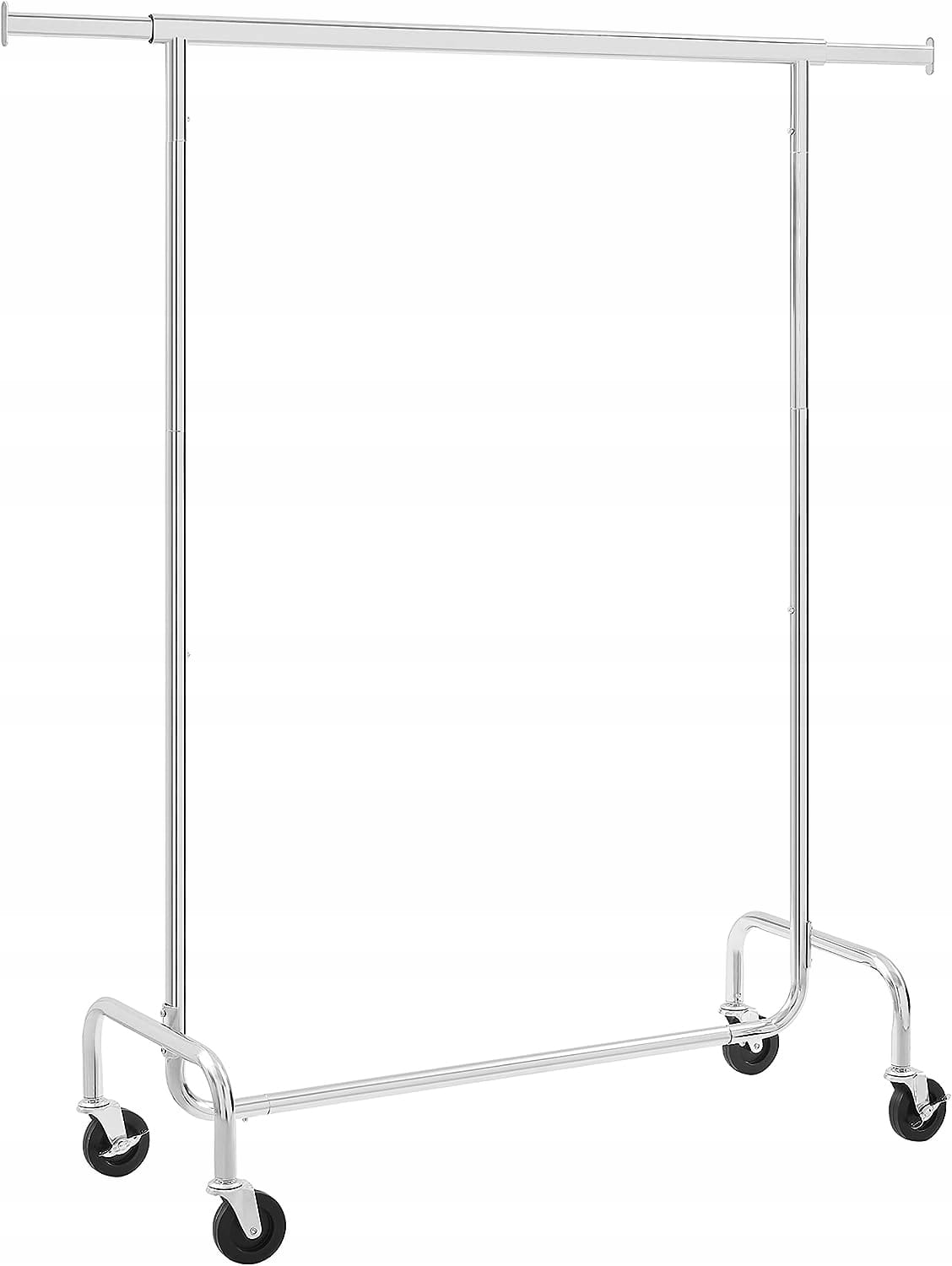 Mobilny wieszak na ubrania stojący 110 x 160 cm NA KÓŁKACH 130 kg srebrny